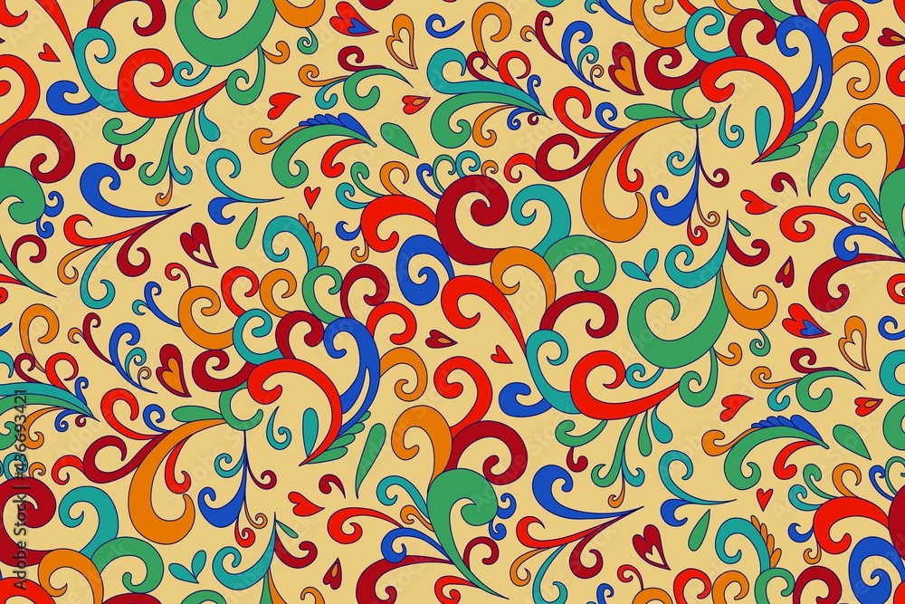 Fototapeta premium Paisley seamless pattern in ethnic style. Abstract vintage pattern with decorative elements, vector pattern in Oriental style..