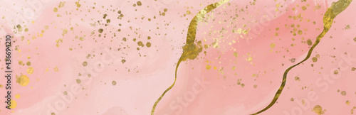 Vector Alcohol ink shape in tender pink and gold.