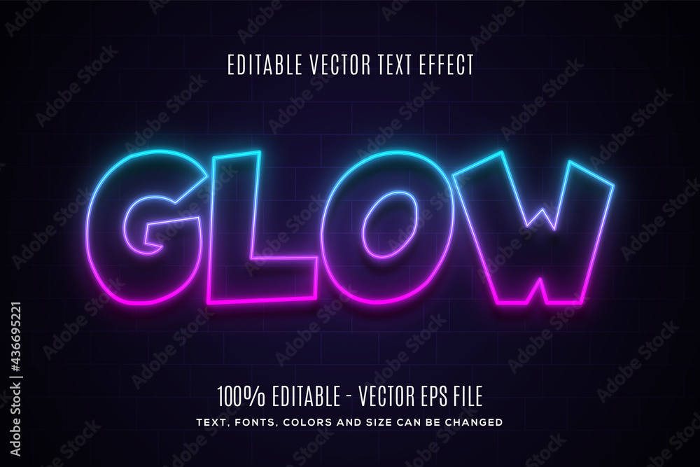 Editable Neon Glow text effect. Easy to change or edit. Vector Illustration Editable Neon Glow text effect. Easy to change or edit. Vector Illustration