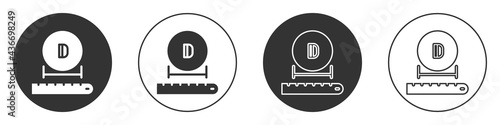 Black Diameter icon isolated on white background. Circle button. Vector
