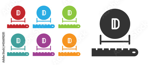 Black Diameter icon isolated on white background. Set icons colorful. Vector