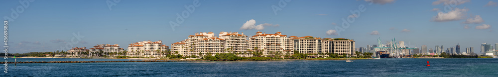 Panorama Miami Beach and Port harbor