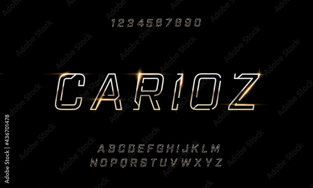 Sport Modern Alphabet Gold Font. Typography 3D urban style silver and golden fonts for technology, digital, movie logo design. vector illustration Sport Modern Alphabet Gold Font. Typography 3D urban style silver and golden fonts for technology, digital, movie logo design. vector illustration