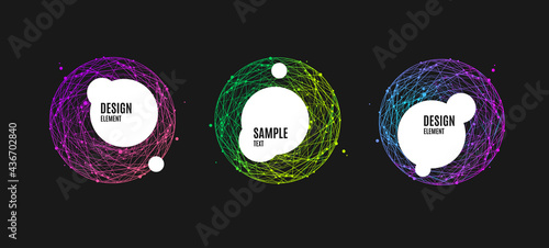 Circle Banner on a Geometric Polygonal Abstract Sphere Set. Vector