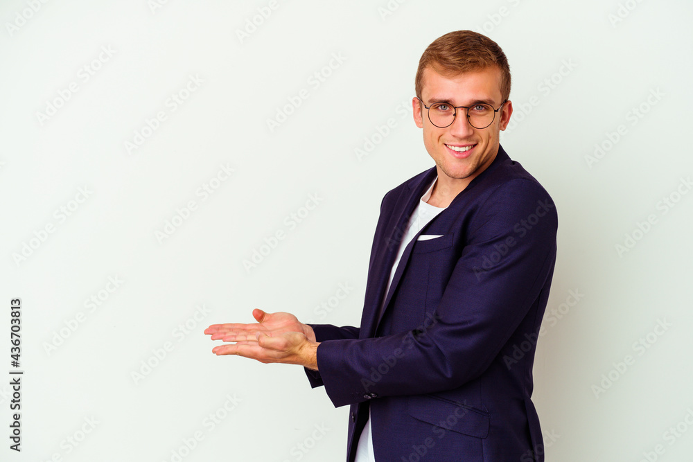 Young business caucasian man isolated on white background Young business caucasian man isolated on white background