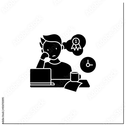 Procrastinator dreamer glyph icon. Dream about large, unattainable goals. Do not execute scheduled targets.Procrastination concept.Filled flat sign. Isolated silhouette vector illustration