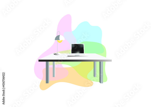 The work of this design About computer desks and pastel backgrounds