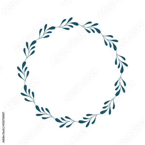 Natural vector frame. Contour linear branch template
