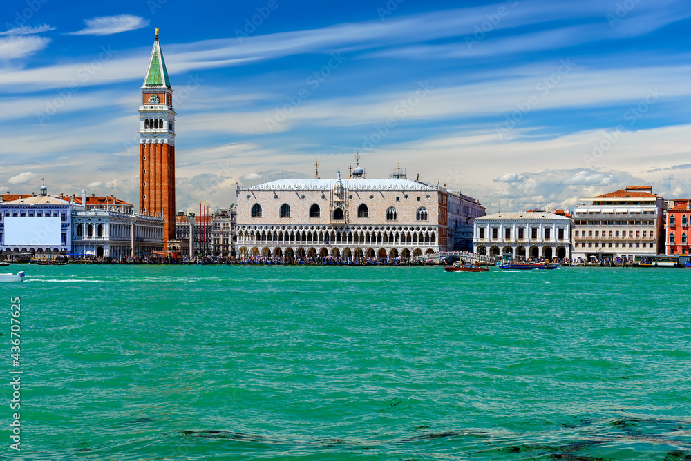 Fototapeta premium Piazza San Marco and Doge's Palace (Palazzo Ducale) in Venice, Italy. Architecture and landmark of Venice. Cityscape of Venice.