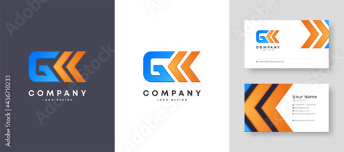 Flat minimal Colorful Initial GK KG Logo With Premium Corporate Stylish Business Card Design Vector Template for Your Company Business