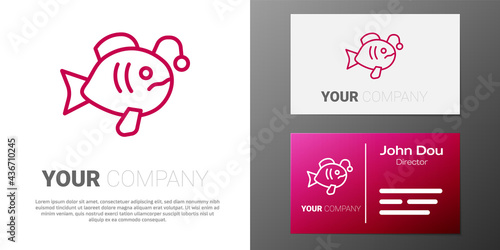 Logotype line Tropical fish icon isolated on white background. Exotic fish. Logo design template element. Vector