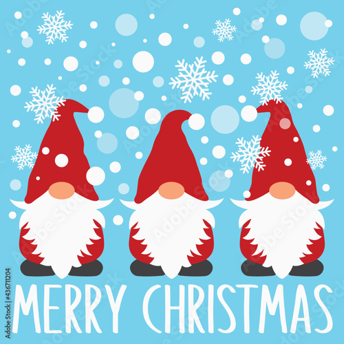 Merry Christmas vector design, Three Christmas gnomes cut file, Christmas greeting card, Christmas t-shirt template photo