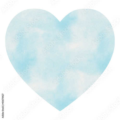 Heart shaped abstract watercolor illustration in blue shades