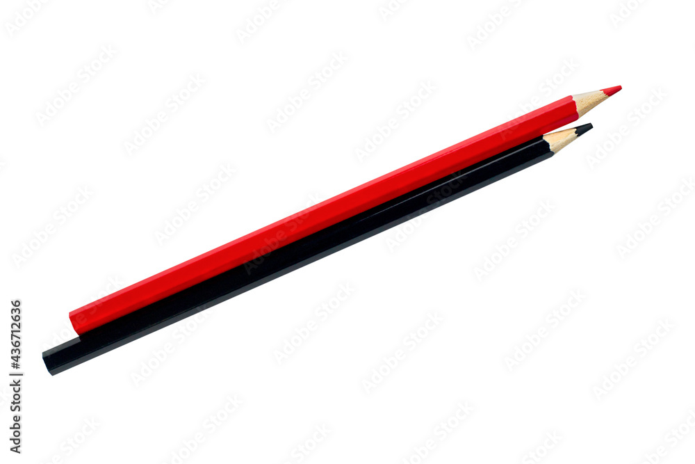 Isolate black and red pencils Isolate black and red pencils