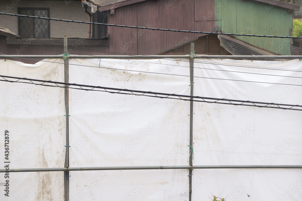 Obraz premium 住宅の解体工事 カバーシート 