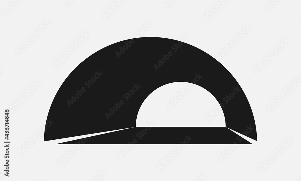 Road tunnel black and white vector icon. Road tunnel black and white vector icon.