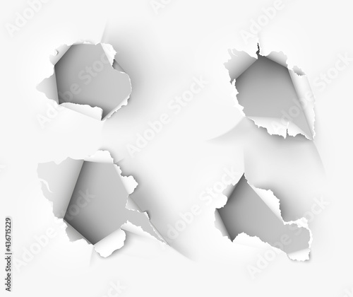 ragged Hole torn in ripped paper on transparent background