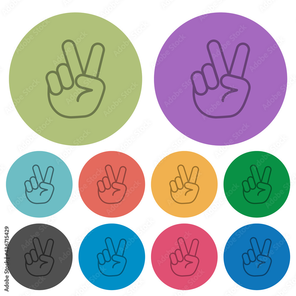 Fototapeta premium Victory sign hand gesture color darker flat icons