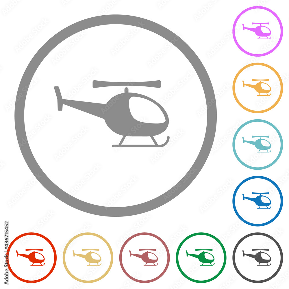 Helicopter silhouette flat icons with outlines Helicopter silhouette flat icons with outlines