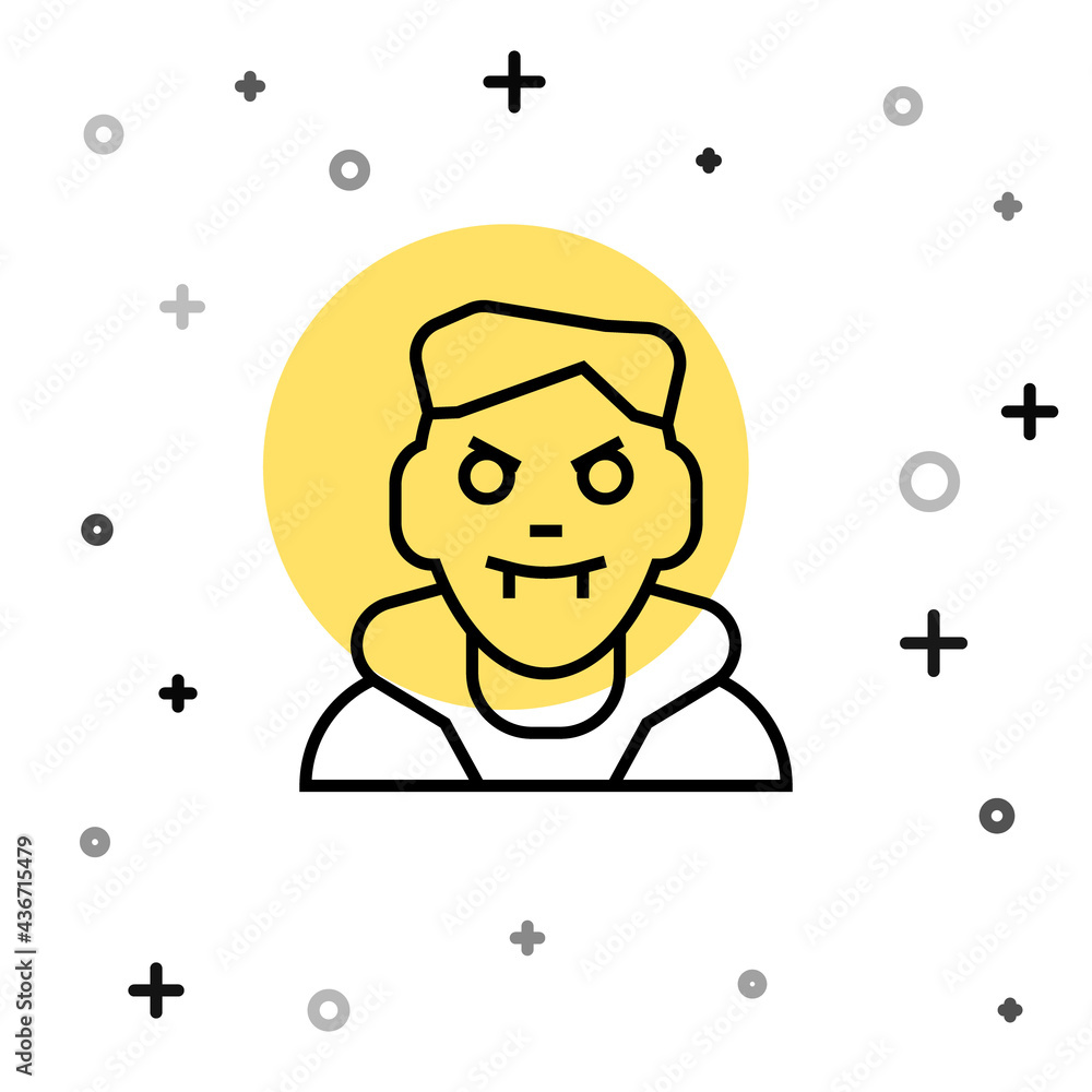 Black line Vampire icon isolated on white background. Happy Halloween party. Random dynamic shapes. Vector Black line Vampire icon isolated on white background. Happy Halloween party. Random dynamic shapes. Vector