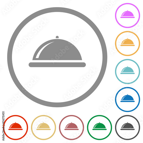 Food tray with gloss flat icons with outlines