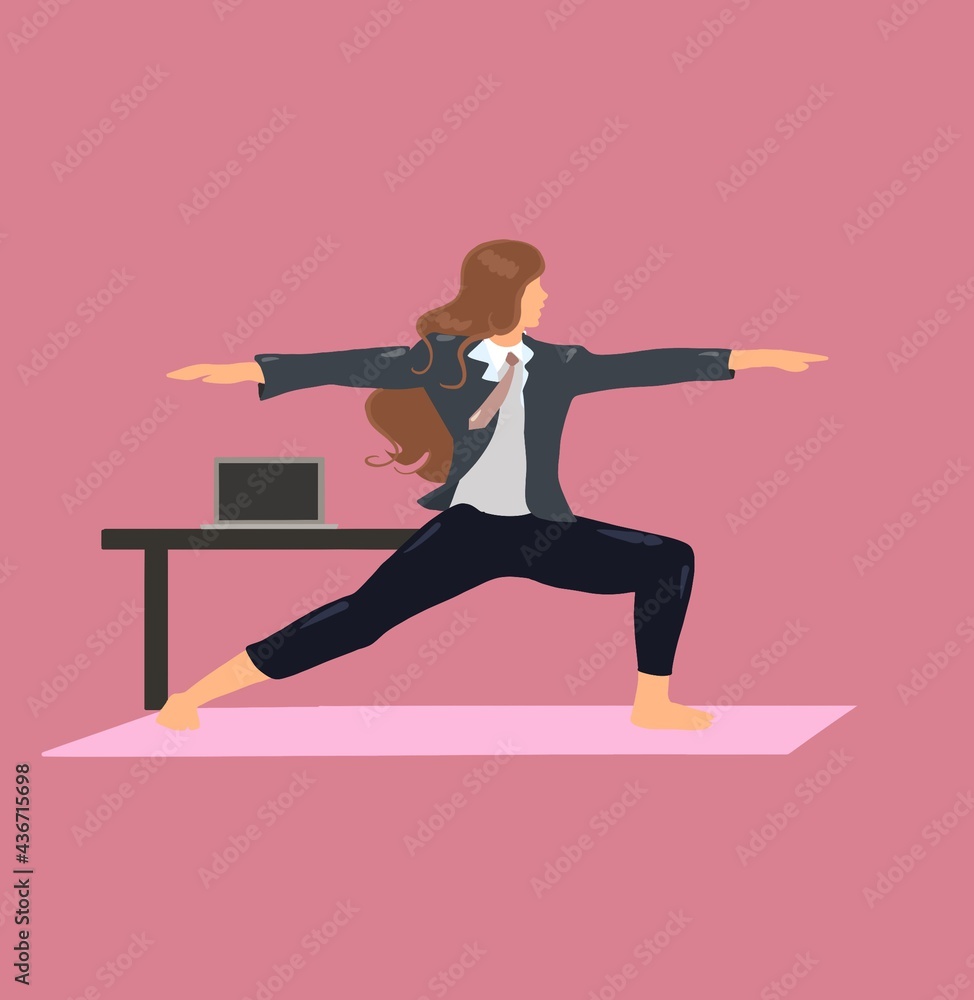 businesswoman doing yoga relax at work sport gym 