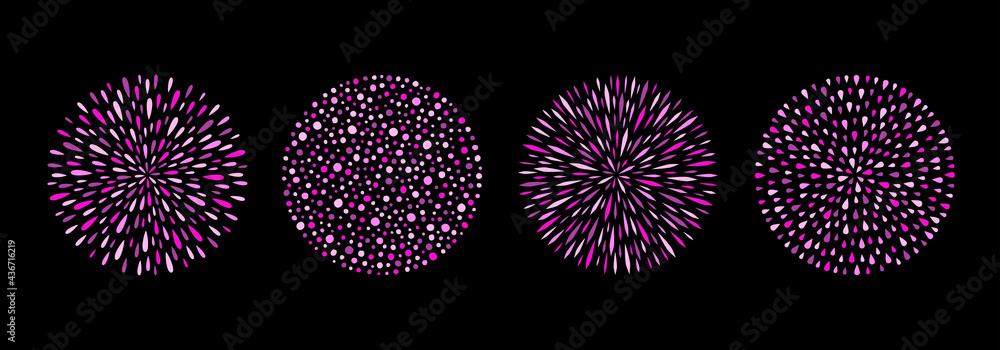 Round patterns set, backgrounds collection. Circle shape made of drops ...