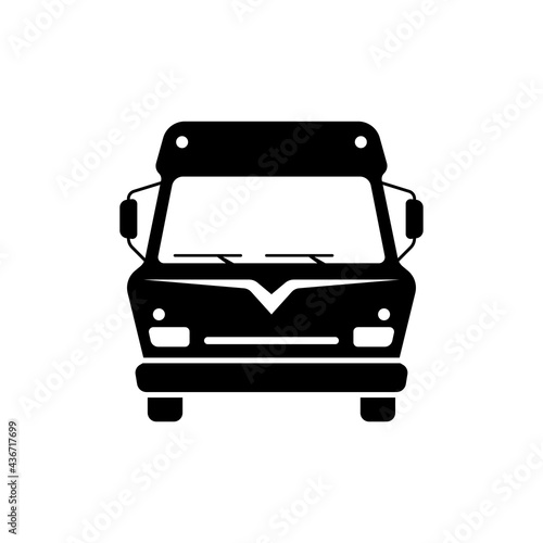 Motorhome icon. Camper. Family van. Black silhouette. Front view. Vector simple flat graphic illustration. The isolated object on a white background. Isolate.