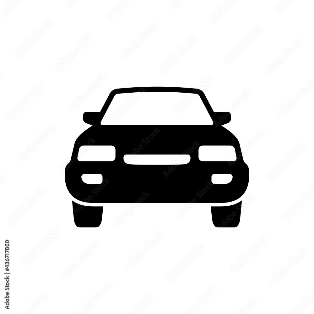 SUV icon. Crossover. Off-road vehicle. Black silhouette. Front view. Vector simple flat graphic illustration. The isolated object on a white background. Isolate.