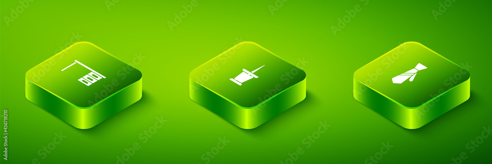 Set Isometric Push pin, Tie and Office desk icon. Vector Set Isometric Push pin, Tie and Office desk icon. Vector