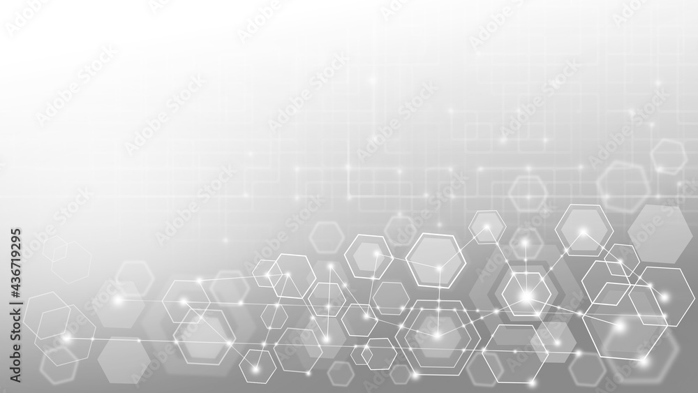 White and gray abstract background of the molecules. The hexagonal structure of chemistry. Molecular studies. in medicine, education, business and technology White and gray abstract background of the molecules. The hexagonal structure of chemistry. Molecular studies. in medicine, education, business and technology