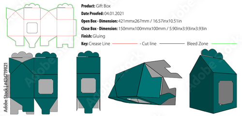Gift box packaging design template gluing die cut - vector