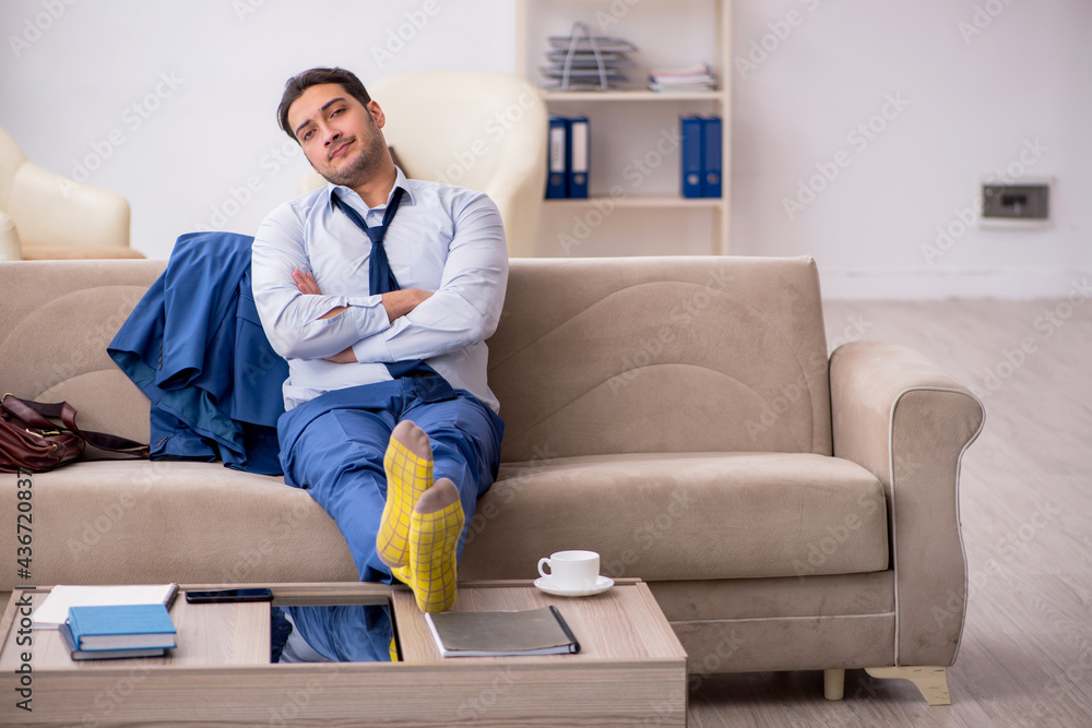Young businessman employee waiting for business meeting Young businessman employee waiting for business meeting