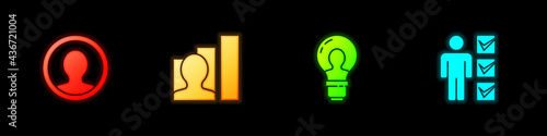 Set Create account screen, Productive human, Head with lamp bulb and User of in business suit icon. Vector