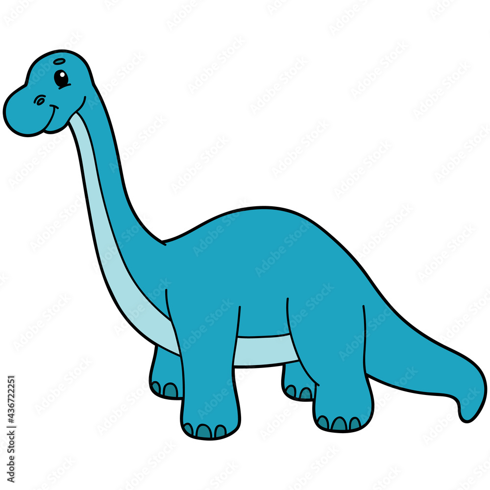 Vector educational illustration of cute cartoon dinosaur character for children and scrap book