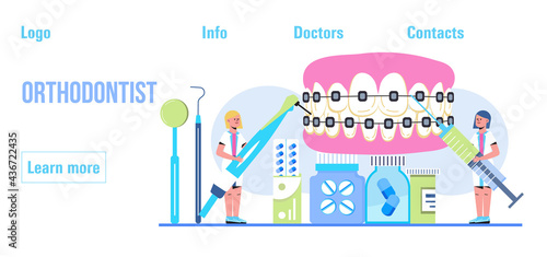 Dentist concept vector. Caries, tartar or tooth cyst treatment.