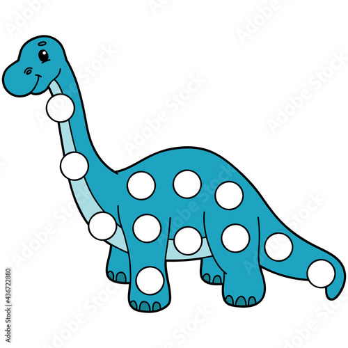 Fototapeta Naklejka Na Ścianę i Meble -  Vector digital educational game with cartoon dinosaur character for toddlers:  patches or dot marker pages