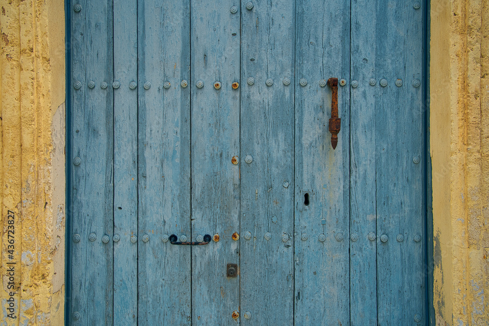 Beautiful old door in blue. Beautiful old door in blue.