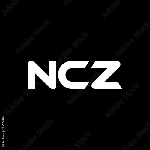 NCZ letter logo design with black background in illustrator, vector logo modern alphabet font overlap style. calligraphy designs for logo, Poster, Invitation, etc. 