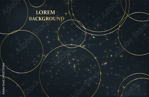blue background with gold circles and glitter. modern background. vector illustration. eps 10