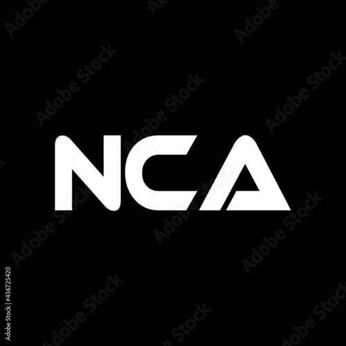NCA letter logo design with black background in illustrator, vector logo modern alphabet font overlap style. calligraphy designs for logo, Poster, Invitation, etc. 
