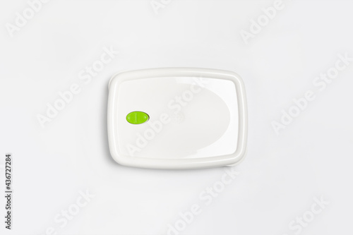 Plastic food container with lid isolated on white background. Storage container.High-resolution photo.