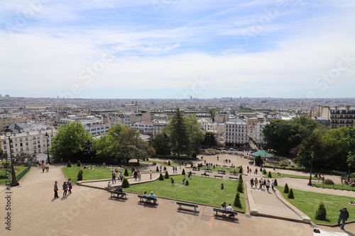 Vue d'ensemble de la ville de Paris depuis l'esplanade du Sacre Coeur sur la colline de Montmartre, ville de Paris, France
