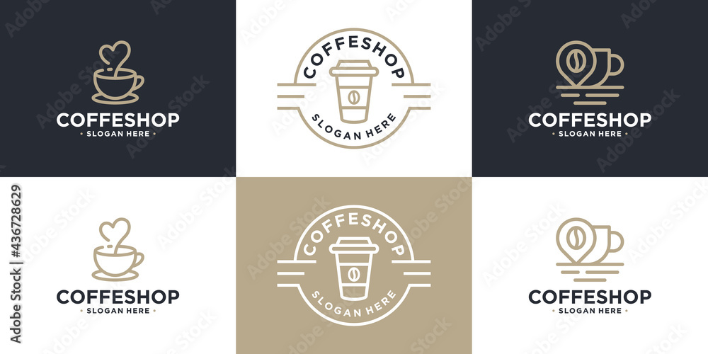 Set of coffee cup logo design template