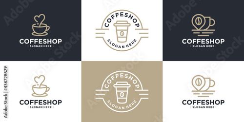 Set of coffee logo design template