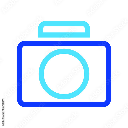 Two-color thin line camera vector icon illustration on a white background. Royalty-free and fully editable.