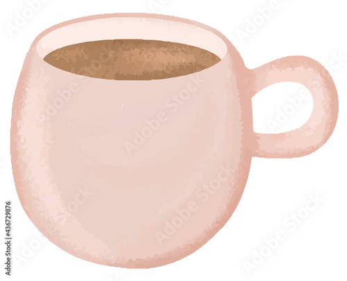 Coffee mug, aesthetics illustration, mug for menu decoration, shop windows, hand-drawn, pink shades, delicate colors, cute illustration, cozy home, hygge