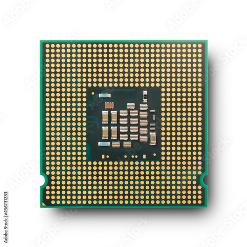 Computer processor isolated on white background. Top view