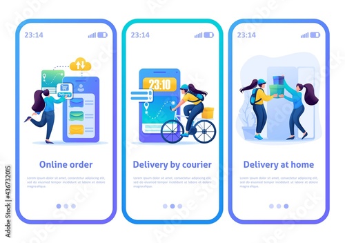 Mobile App Order, Delivery And Delivery Of Goods For Online Purchases. Flat 2D