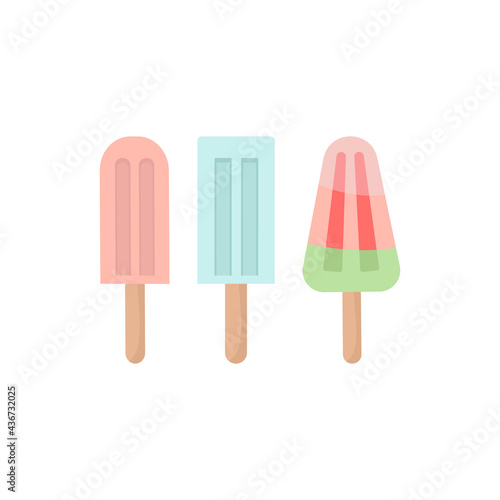 Set of Ice Creams. Trendy vector flat icon, isolated on white. Design for web and print. Tourism, vacation and travel concept